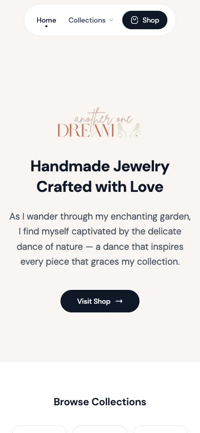 AnotherOneDream — mobile homepage