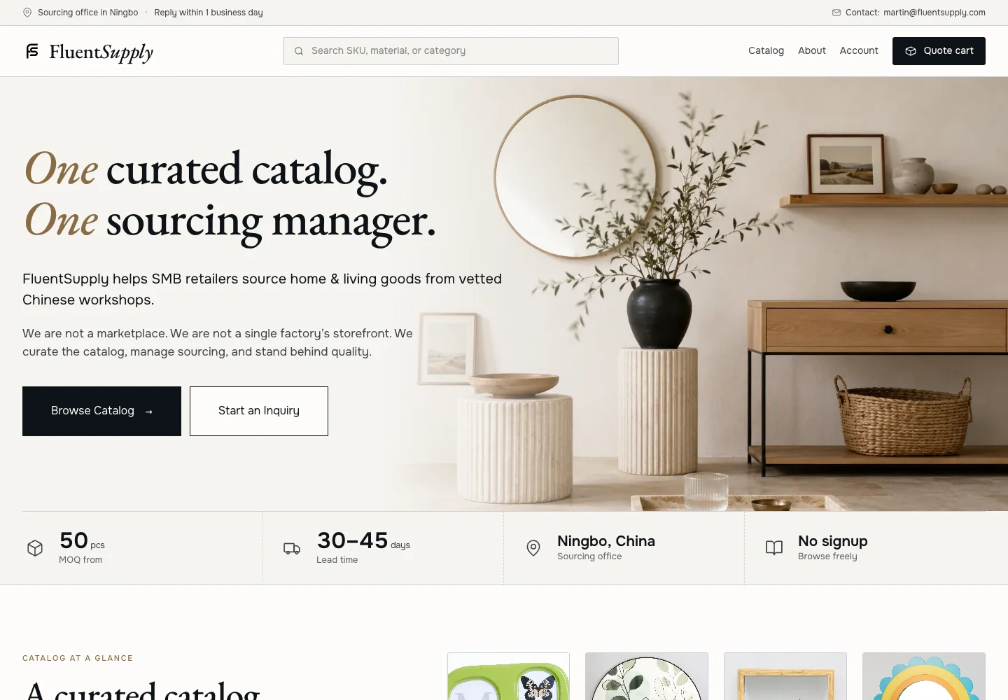FluentSupply website homepage