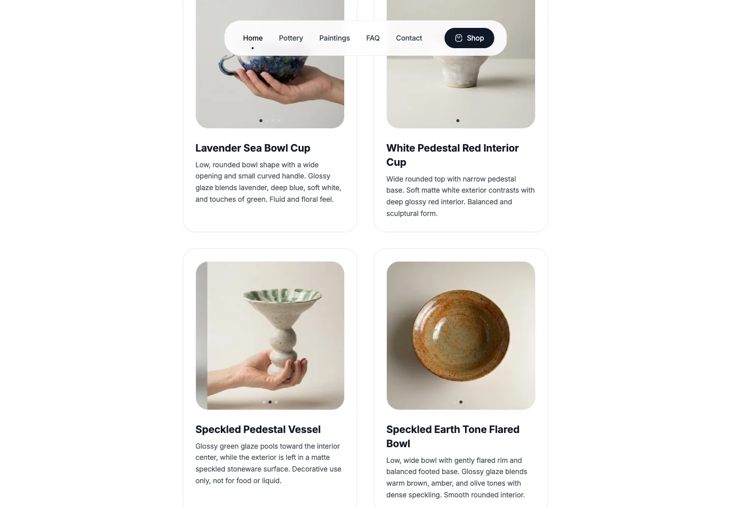 Lei Jin Ceramics — website content and page detail