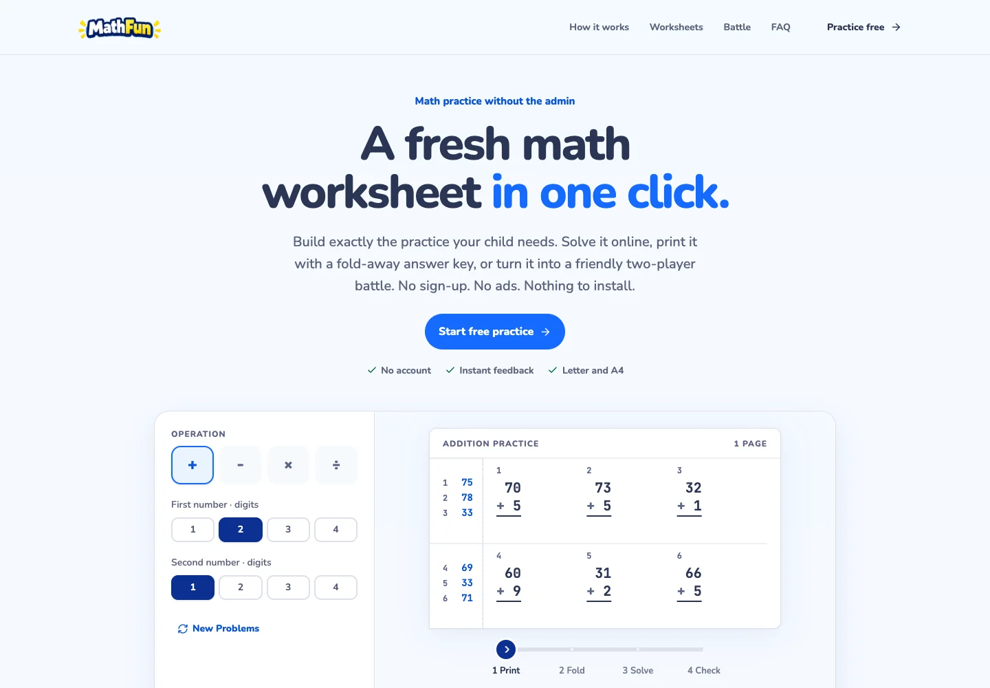 MathFun website homepage