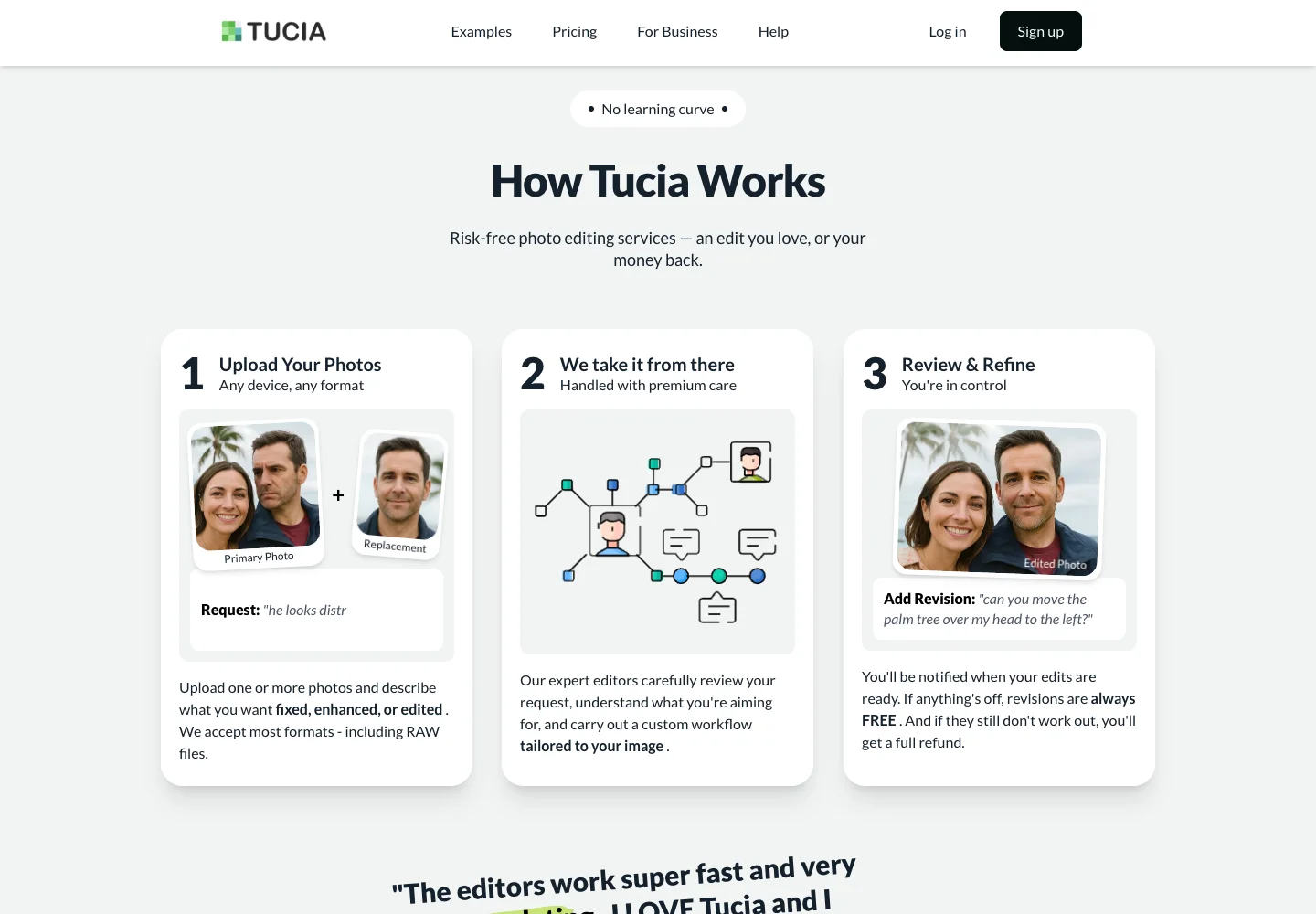 Tucia — website content and page detail